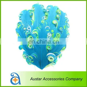 3 Tones TOURQUOISE/LIME/WHITE Curly Goose Feather Pads,Nagoire Feather Pads for Baby DIY Headband thumbnail-1