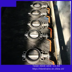 D71XP-150LBP ANSI150#standard SS304 Wafer Butterfly Valve DN100 With Aluminum Alloy Lever thumbnail-3