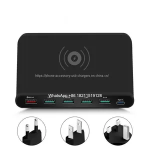 Portable 60w Wireless QC3.0 Type C Multi Usb Cell Phone Charger For Travel thumbnail-2