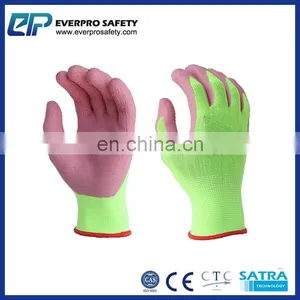13 Gauge White Nylon Shell Purple Foam Latex Palm Fingertips Gloves thumbnail-5