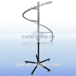 Chrome Metal Spiral Clothing Display Rack/display Hook Movable thumbnail-1