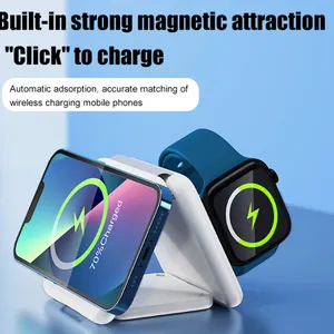Cross Border 3-in-1 Magnetic Folding Wireless Charger Charging Watch Earphone Folding Stand（Wechat:13510231336） thumbnail-4