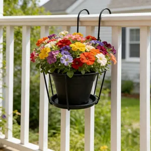 Hanging Steel Basket Factory Cheap Wholesale Plastic Hanging Planter Indoor&outdoor Plant Pot Home Garden Decoration Round Shape thumbnail-2