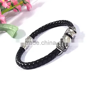 Fashion Skull Bead Bracelet Wholesale Mens Leather Bracelets thumbnail-2