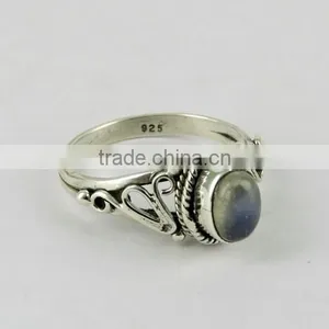 Galaxy Queen Rainbow Moonstone 925 Sterling Silver Ring thumbnail-1