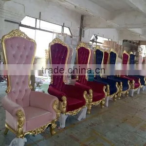 Cheap Golden Silver Classic Antique Reproduction Wooden Royal King Throne Chair thumbnail-5