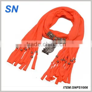 Latest Fashion New Design Owl Pendant Scarf, Pendant Jewelry Scarf thumbnail-1