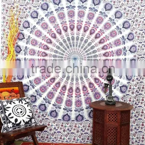 White Mandala Tapestry Bohemian Bedding Mandala Dorm Tapestry thumbnail-1