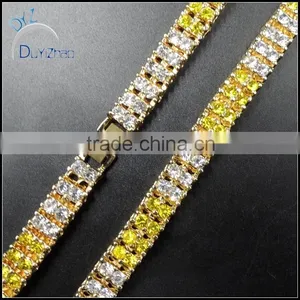 New Fashion Hip Hop Cuban Plated Gold Fake Diamond Necklace thumbnail-1