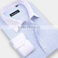 Mens Short Sleeve White Collar Blue Plaids Shirt With Pocket OEM thumbnail-1