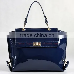 New Arrival! Navy Patent Leather Flap Messager 2012 Fashion Ladies Handbag thumbnail-1