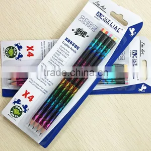 Standard Size Soft Wood Round Shape Heat Rolling Rainbow Laser HB Pencil in Blister Card thumbnail-3