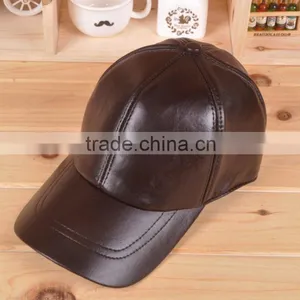 China Supplier pu Leather 6 Panels Hat Cap Baseball Cap Custom Hats Leather Cap for Men Supplier's Choice thumbnail-3