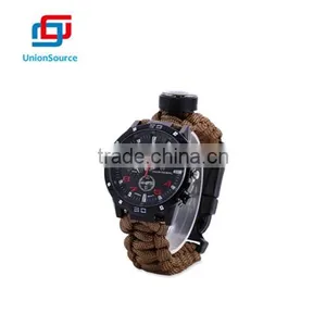Fashion Paracord Watch Bracelets With Flintstone and Compass thumbnail-2