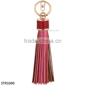 20cm PU Leather Tassel Keychain in Stock 6 Colors Plated Gold Key Chain thumbnail-1
