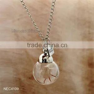Wish Hot Sale Glass Ball Pendant Necklace Dandelion Necklace thumbnail-1