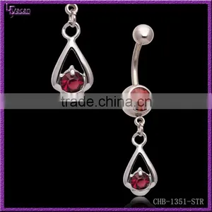 Fashionable 14 Gauge Surgical Steel Gem Paved Body Jewelry Vibrating Navel Rings thumbnail-1