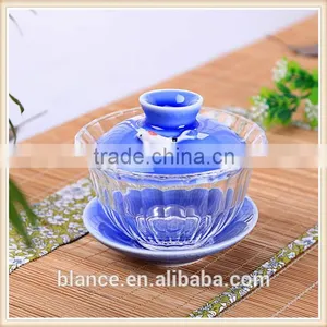 Ceramic and Glass Gaiwan in Lotus Design thumbnail-1
