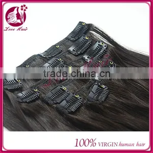 Highest Feedback Wholesale In Stock Straight Unprocessed 100% Chinese Hair Clips Hair Extensions thumbnail-5