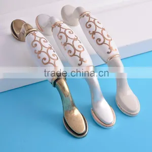 Export Europe Oriental Classical Fancy Zamak Ceramic Furniture Cabinet Kitchen Pull Handles Home Decorative Classical Knob thumbnail-1