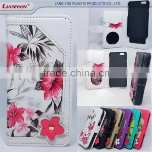 Flower PU Leather Mirror Slider + Universal PC Cover Wallet Phone Case for 4.7inch IPhone 6 6s 7 thumbnail-1