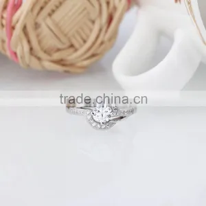 Pure Silver Asymmetric Design Lock Ring Double Circle Ring With Whte Zircon thumbnail-4