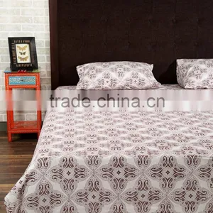 Brown Paisley Hand Block Printed Bed Sheets Wholesale Fabric Modern Design Bed Sheet Supplier In India thumbnail-2