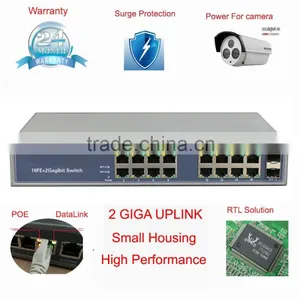 Hot Selling 16 Port PoE Switch16 FE POE Port With 2 Giga SFP Fiber Uplink Port thumbnail-1