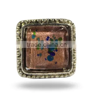 Metal & Glass Square Knob (Pink) thumbnail-1