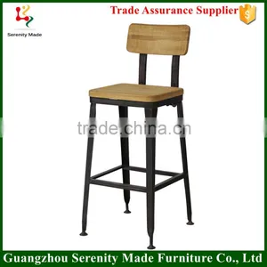 Top Sale Metal Bar Stool Chair With Wooden Seat thumbnail-1