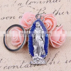 2016 New Design Key Chain Ring Custom Key Holder Our Lady of Guadalupe Metal Cross Key Chain Split Key Ring Clip Wholesale thumbnail-4