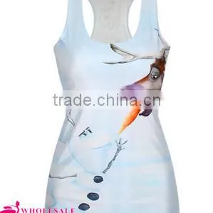 White Snowman Olaf in Frozen 3D Printed Ladies Fashion Tops Tank Tops 2015 thumbnail-6