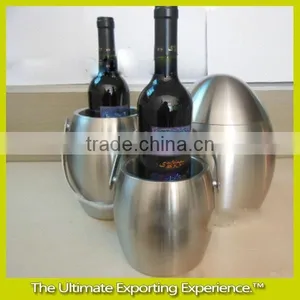 Double Wall Egg-shaped Portable Ice Bucket, Double Wall Wine Ice Bucket,Wine Cooler,stainless Steel Egg-shaped Portable Ice Buck thumbnail-1