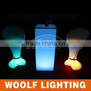 PE Plastic Rechargeable LED Round Cocktail Table Led Furnitur thumbnail-5