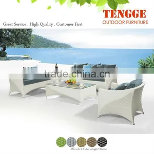 2014 New Design Rattan Sofa 5pc White Wicker Outdoor Furniture thumbnail-1