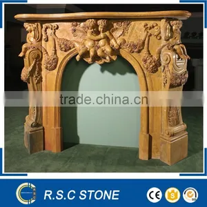 Brown Polished Marble Fireplace for Home Decoration thumbnail-1