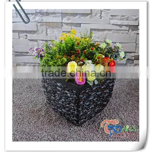 Wholesale Curved Square Pebbles Fiberglass Decorating Flower Pots thumbnail-1