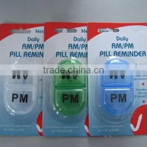 One Day Pill Box Pill Organizer Mini Oval AM/PM thumbnail-1