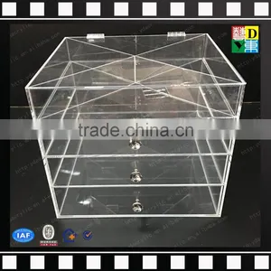 2016 Clear Acrylic Makeup Organizer Diamond Handle, Acrylic Makeup Drawer Box, Flip Cover Acrylic Cosmetic Storage Boxes thumbnail-2