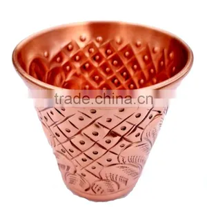 BPA FREE 100% PURE COPPER 2 OZ EMOSSED DESIGN SHOT GLASSES, COPPER SHOT MEASURING CUPS thumbnail-1