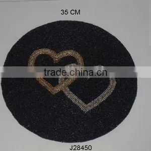 Double Heart Round Glass Bead Place Mat Other Colours Also Available thumbnail-1