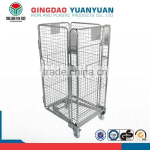 4 Sided Logistics Trolley Roll Container Standard Equipment Cages Wire Mesh Rolling Storage Cage Collapsible Pallet Box thumbnail-1