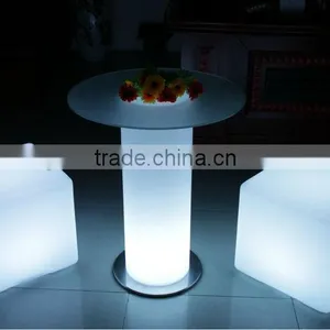 Hots Sale Round Glass Top Center Rotating Dining Table With Led Light thumbnail-1