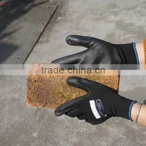 NMSAFETY 13g Knitted Balck Nylon and Spandex Coated Black Nitrile Wroking Glove /industrial Wrok Gloves thumbnail-1
