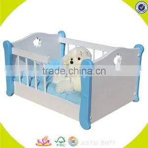 Wholesale Beautiful Toddler Wooden Doll Bed Toy Pink Best Selling Wooden Doll Bed Toy W06E010 thumbnail-5