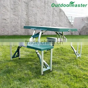 Garden ABS Plastic 4 Seats Folding Aluminum Suitcase Picnic Table thumbnail-1