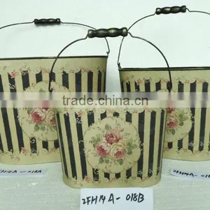 Newest Metal Zinc Flower Pot With Printing thumbnail-3