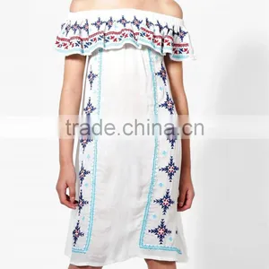 Punjabi Dress Neck Designs Baby Girl Clothes Off Shoulder Embroidered Girl Child Dress Hsd2097 thumbnail-1