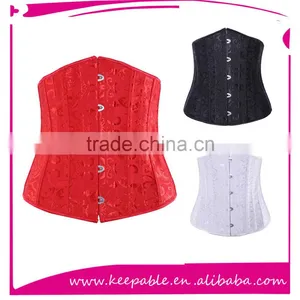 Jacquard Designs Black Red White Underbust 24 Steel Boned Corset Plus Size Wholesale thumbnail-1