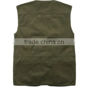 Fashion Mens Zip up no Collar Fishing Vest thumbnail-3